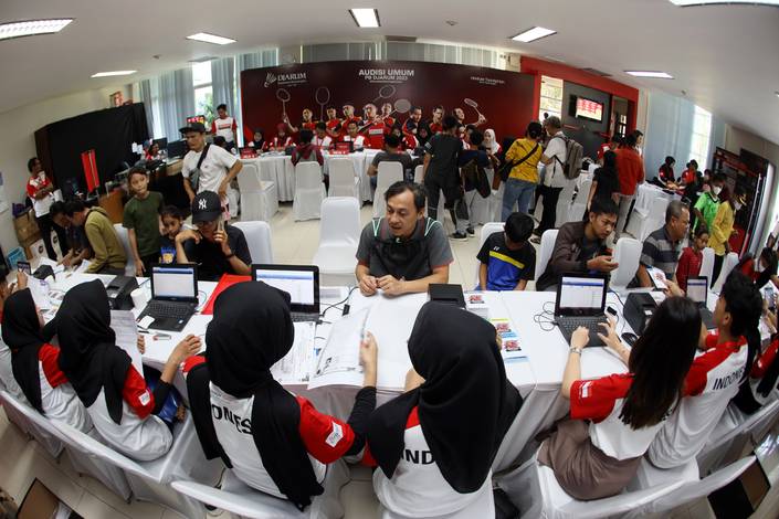 Suasana pendaftaran peserta Audisi Umum PB Djarum 2023 di Kudus (Dok. PB Djarum) Suasana pendaftaran peserta Audisi Umum PB Djarum 2023 di Kudus (Dok. PB Djarum)