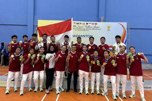Skuad beregu bulu tangkis Indonesia pada ASEAN School Games 2025 (Humas PP PBSI) Skuad beregu bulu tangkis Indonesia pada ASEAN School Games 2025 (Humas PP PBSI)