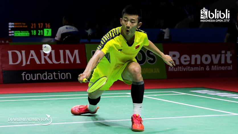 Chen Long saat tampil di ajang Blibli Indonesia Open 2018. Chen Long saat tampil di ajang Blibli Indonesia Open 2018.
