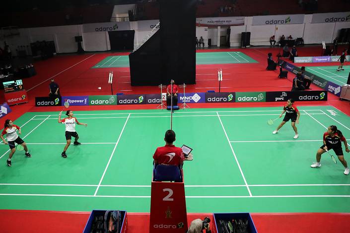 Salah satu laga final Piala Presiden 2022 pada kategori Ganda Remaja Putri (Djarum Badminton) Salah satu laga final Piala Presiden 2022 pada kategori Ganda Remaja Putri (Djarum Badminton)