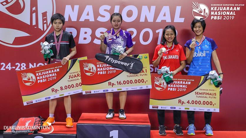 Para juara tunggal dewasa putri Gubernur Sumatera Selatan Kejuaraan Nasional PBSI 2019. Para juara tunggal dewasa putri Gubernur Sumatera Selatan Kejuaraan Nasional PBSI 2019.