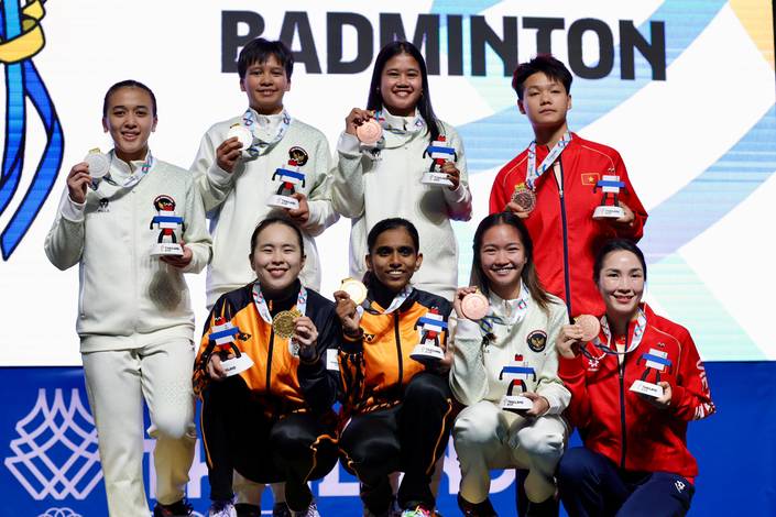 Podium ganda putri SEA Games Thailand 2025 (Humas PP PBSI)