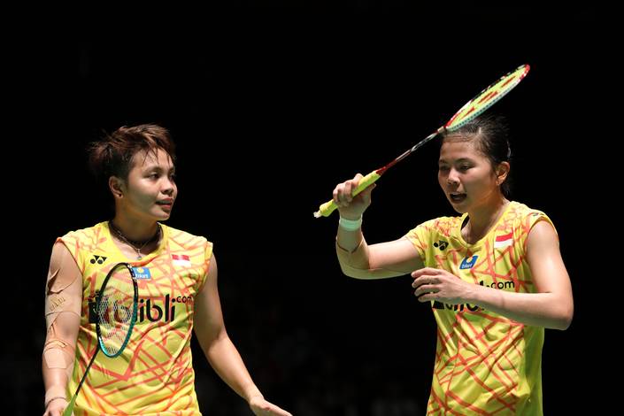 Ekspresi Greysia Polii/Apriyani Rahayu. Ekspresi Greysia Polii/Apriyani Rahayu.