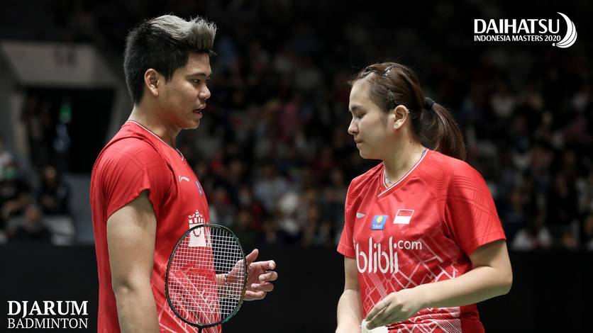 Praveen Jordan/Melati Daeva Oktavianti (Indonesia) saat berlaga di kejuaraan Daihatsu Indonesia Masters 2020 BWF World Tour Super 500. Praveen Jordan/Melati Daeva Oktavianti (Indonesia) saat berlaga di kejuaraan Daihatsu Indonesia Masters 2020 BWF World Tour Super 500.