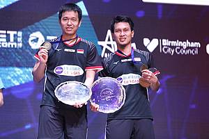 Hendra Setiawan/Mohammad Ahsan (Indonesia) juara ganda putra All England 2019 BWF World Tour Super 1000.