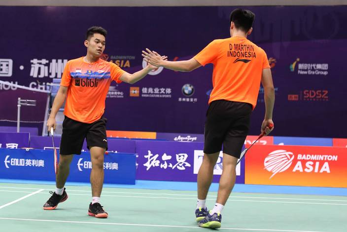 Selebrasi Leo Rolly Carnando/Daniel Marthin (Indonesia). Selebrasi Leo Rolly Carnando/Daniel Marthin (Indonesia).