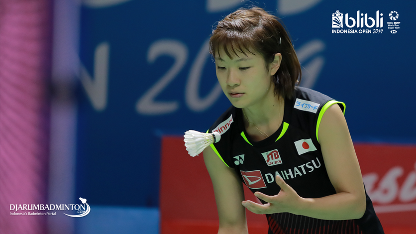 Nozoi Okuhara (Jepang) saat berlaga di ajang Blibli Indonesia Open 2019 BWF World Tour Super 1000. Nozoi Okuhara (Jepang) saat berlaga di ajang Blibli Indonesia Open 2019 BWF World Tour Super 1000.