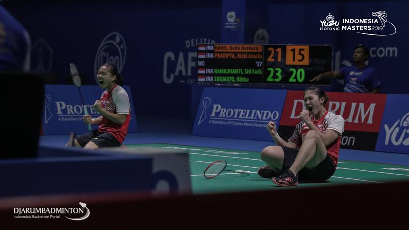 Selebrasi kemenangan Ribka Sugiarto/Siti Fadia Silva Ramadhanti (Indonesia). Selebrasi kemenangan Ribka Sugiarto/Siti Fadia Silva Ramadhanti (Indonesia).