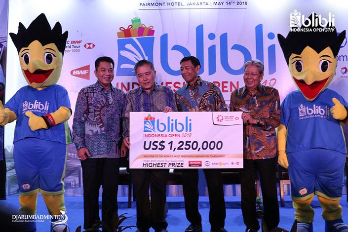 Blibli Indonesia Open 2018 reward the largest and most fantastic prize money of USD 1.250.000 or equivalent to 17,5 Billion Rupiah. Blibli Indonesia Open 2018 reward the largest and most fantastic prize money of USD 1.250.000 or equivalent to 17,5 Billion Rupiah.