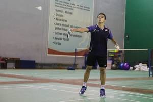 Jonatan Christie (Indonesia) saat menjalani sesi latihan di Pelatnas PBSI. (Foto: PP PBSI)