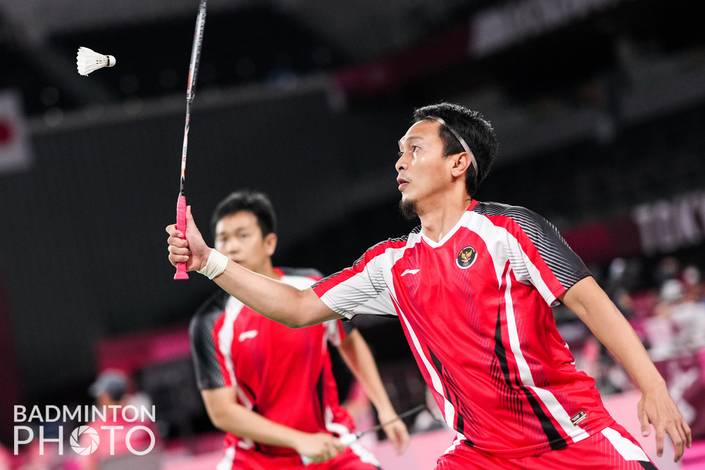 Hendra Setiawan/Mohammad Ahsan (Indonesia) bersiap menghadang pengembalian. (Foto: BADMINTONPHOTO - Shi Tang) Hendra Setiawan/Mohammad Ahsan (Indonesia) bersiap menghadang pengembalian. (Foto: BADMINTONPHOTO - Shi Tang)