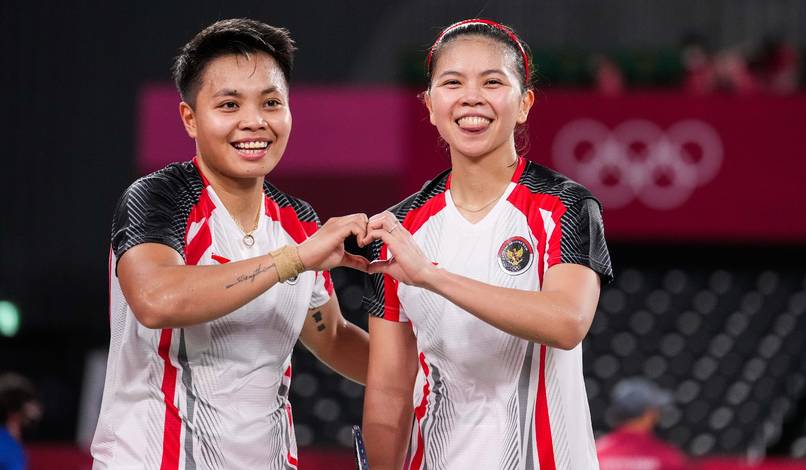 Selebrasi kemenangan ganda putri Indonesia, Greysia Polii/Apriyani Rahayu. (Foto: BADMINTONPHOTO - Shi Tang) Selebrasi kemenangan ganda putri Indonesia, Greysia Polii/Apriyani Rahayu. (Foto: BADMINTONPHOTO - Shi Tang)