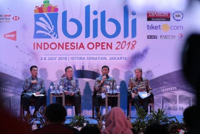 Wiranto (third from left) at Press Conference Blibli Indonesia Open 2018 Wiranto (third from left) at Press Conference Blibli Indonesia Open 2018