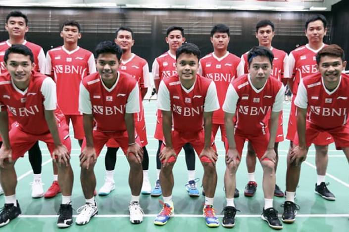 Skuad regu putra Indonesia pada Piala Thomas 2022 (Humas PP PBSI)