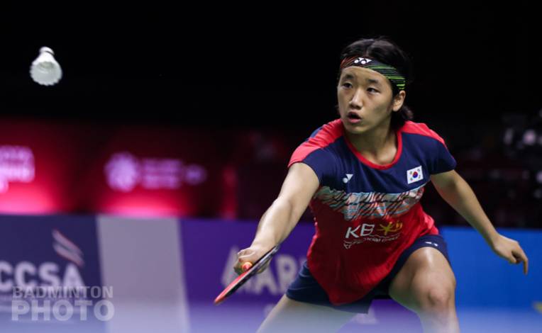 Tunggal putri Korea, An Se Young mengembalikan shuttlecock. (Copyright: Badmintonphoto | Courtesy of BWF)