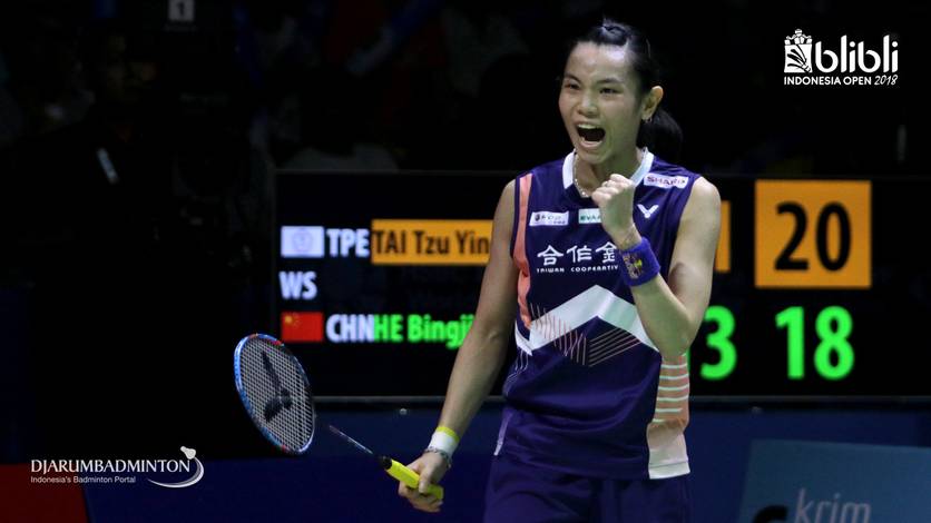 Selebrasi kemenangan Tai Tzu Ying (Taiwan). Selebrasi kemenangan Tai Tzu Ying (Taiwan).
