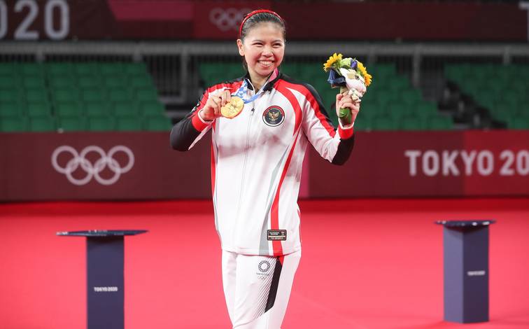 Greysia Polii (Indonesia) sukses meraih emas Olimpiade Tokyo 2020. (Foto: BADMINTONPHOTO - Yves Lacroix) Greysia Polii (Indonesia) sukses meraih emas Olimpiade Tokyo 2020. (Foto: BADMINTONPHOTO - Yves Lacroix)