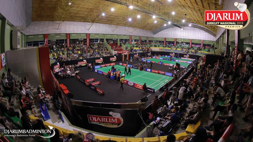 Suasana GOR KONI, Bandung saat pelaksanaan Djarum Sirkuit Nasional Premier Li-ning Jawa Barat Open 2019.