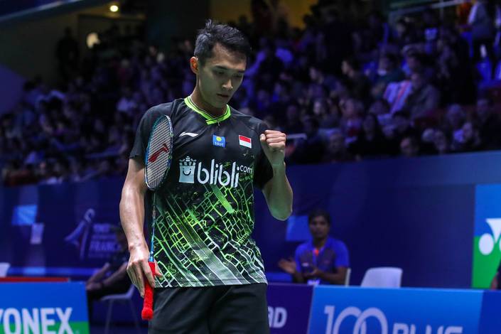 Selebrasi Jonatan Christie (Indonesia).