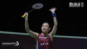 Selebrasi kemenangan Tai Tzu Ying (Taiwan).