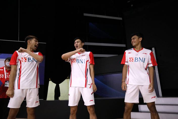 Fajar Alfian, Shesar Hiren Rhustavito, & Muhammad Shohibul Fikri (Humas PP PBSI) Fajar Alfian, Shesar Hiren Rhustavito, & Muhammad Shohibul Fikri (Humas PP PBSI)