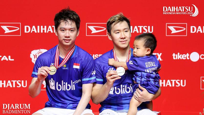 Kevin Sanjaya Sukamuljo/Marcus Fernaldi Gideon juara ganda putra Daihatsu Indonesia Masters 2020 BWF World Tour Super 500. Kevin Sanjaya Sukamuljo/Marcus Fernaldi Gideon juara ganda putra Daihatsu Indonesia Masters 2020 BWF World Tour Super 500.