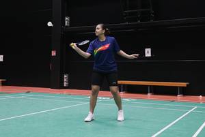 Melati Daeva Oktavianti di sela latihan hari kedua di Vantaa, Finlandia. (Dok PP PBSI)