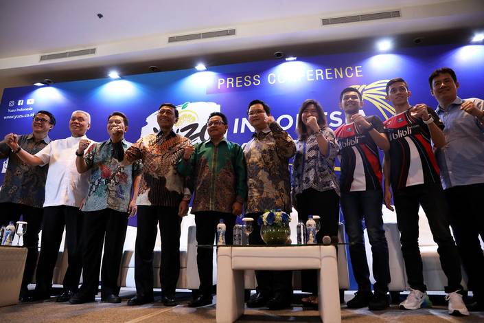 Suasana Konfrensi Pers Yuzu Indonesia Masters 2019 BWF Tour Super 100. Suasana Konfrensi Pers Yuzu Indonesia Masters 2019 BWF Tour Super 100.