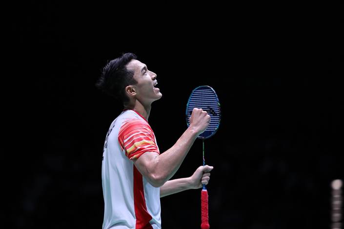 Selebrasi Jonatan Christie (Indonesia). Selebrasi Jonatan Christie (Indonesia).