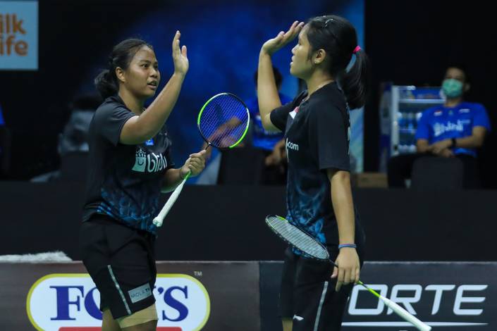 Selebrasi kemenangan Jesita Putri Miantoro/Lanny Tria Mayasari (tim Garuda). Selebrasi kemenangan Jesita Putri Miantoro/Lanny Tria Mayasari (tim Garuda).