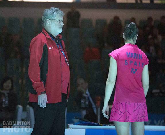Double red card for spanish badminton star Carolina Marin at the German Open 2015 Double red card for spanish badminton star Carolina Marin at the German Open 2015