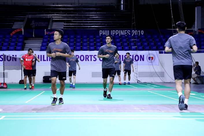 Tim putra Indonesia saat menjalani sesi latihan.