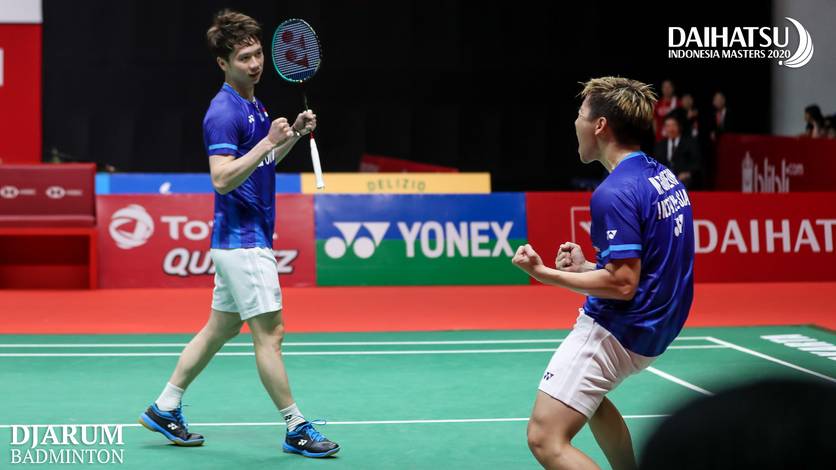Selebrasi Kevin Sanjaya Sukamuljo/Marcus Fernaldi Gideon (Indonesia). Selebrasi Kevin Sanjaya Sukamuljo/Marcus Fernaldi Gideon (Indonesia).