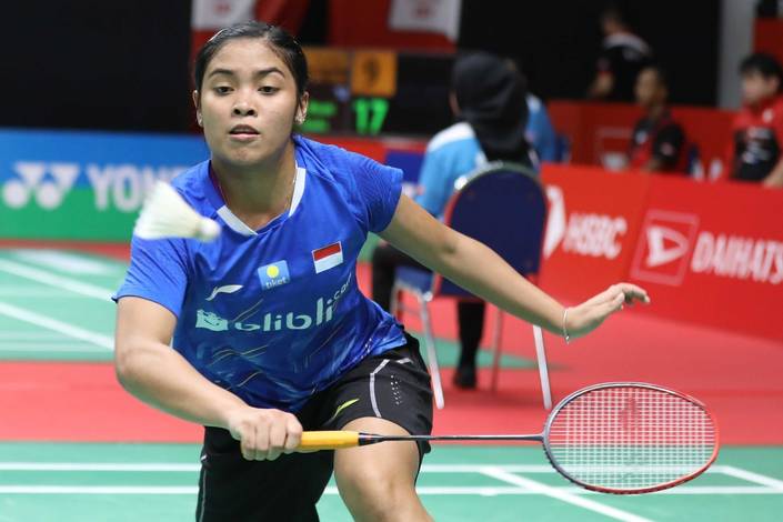 Gregoria Mariska Tunjung bersiap menyambut pengembalian.