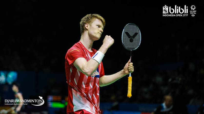 Anders Antonsen (Denmark) celebration.