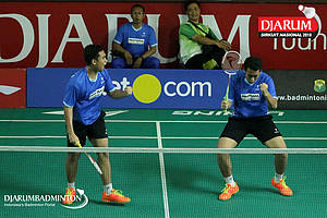 Selebrasi Syahrizal Dafandi Arafixqli/Syahrozi Dafandi Arafixqli (Pratama Badminton Academy).