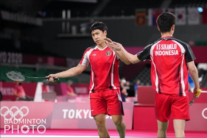 Selebrasi ganda putra Indonesia, Kevin Sanjaya Sukamuljo/Marcus Fernaldi Gideon. (Foto: BADMINTONPHOTO - Shi Tang) Selebrasi ganda putra Indonesia, Kevin Sanjaya Sukamuljo/Marcus Fernaldi Gideon. (Foto: BADMINTONPHOTO - Shi Tang)
