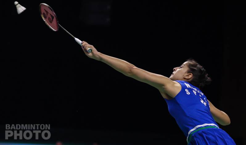 Tunggal putri Spanyol, Carolina Marin melepaskan serangan. (Copyright: Badmintonphoto | Courtesy of BWF) Tunggal putri Spanyol, Carolina Marin melepaskan serangan. (Copyright: Badmintonphoto | Courtesy of BWF)