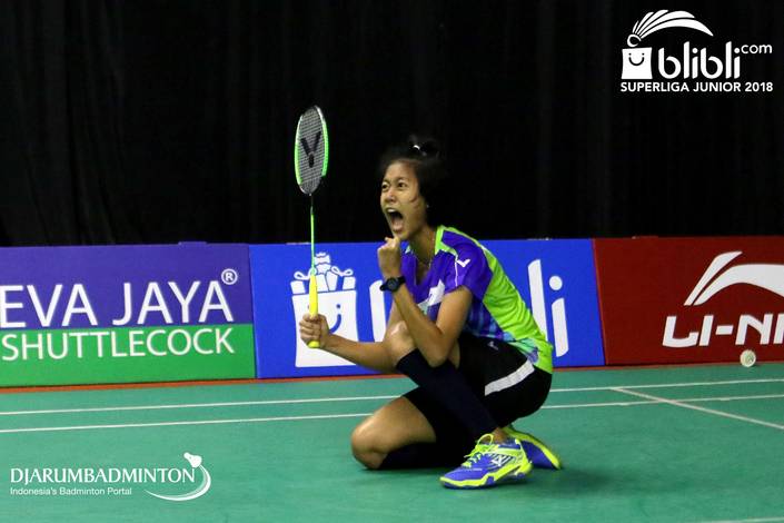 Selebrasi kemenangan Putri Kusuma Wardani (Exist). Selebrasi kemenangan Putri Kusuma Wardani (Exist).