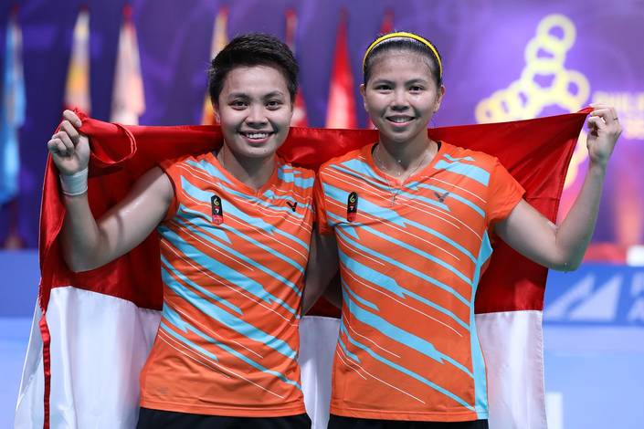 Greysia Polii/Apriyani Rahayu (Indonesia) keluar sebagai juara ganda putri SEA Games 2019 Filipina. Greysia Polii/Apriyani Rahayu (Indonesia) keluar sebagai juara ganda putri SEA Games 2019 Filipina.