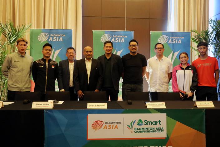 Sesi jumpa pers jelang perhelatan Kejuaraan Bulu Tangkis Asia 2022 di Manila, Filipina (Humas PP PBSI) Sesi jumpa pers jelang perhelatan Kejuaraan Bulu Tangkis Asia 2022 di Manila, Filipina (Humas PP PBSI)