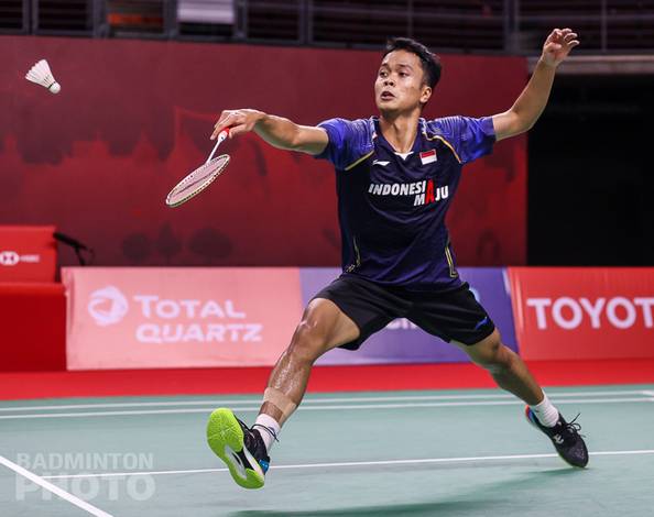 Tunggal putra Indonesia, Anthony Sinisuka Ginting menyambut pengembalian. (Copyright: Badmintonphoto | Courtesy of BWF) Tunggal putra Indonesia, Anthony Sinisuka Ginting menyambut pengembalian. (Copyright: Badmintonphoto | Courtesy of BWF)