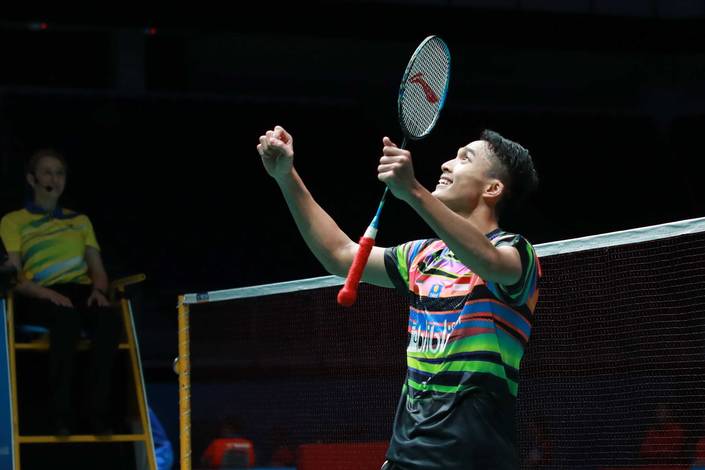 Selebrasi Jonatan Christie (Indonesia). Selebrasi Jonatan Christie (Indonesia).