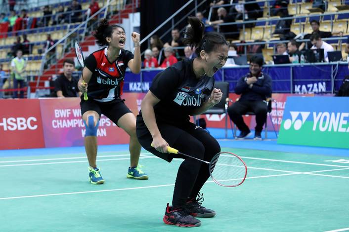 Selebrasi kemenangan Febriana Dwipuji Kusuma/Amalia Cahya Pratiwi (Indonesia). Selebrasi kemenangan Febriana Dwipuji Kusuma/Amalia Cahya Pratiwi (Indonesia).