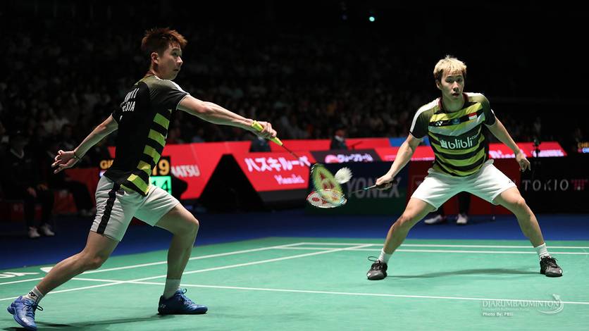 Kevin Sanjaya Sukamuljo/Marcus Fernaldi Gideon menghadang serangan. Kevin Sanjaya Sukamuljo/Marcus Fernaldi Gideon menghadang serangan.