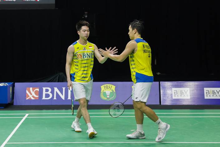 Selebrasi Kevin Sanjaya Sukamuljo/Marcus Fernaldi Gideon (Indonesia). (Foto: PP PBSI) Selebrasi Kevin Sanjaya Sukamuljo/Marcus Fernaldi Gideon (Indonesia). (Foto: PP PBSI)