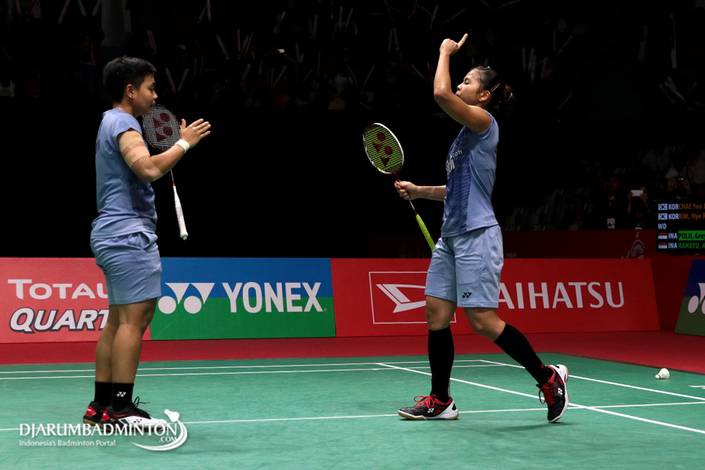Greysia Polii/Apriyani Rahayu saat berlaga di Indonesia Masters 2018. Greysia Polii/Apriyani Rahayu saat berlaga di Indonesia Masters 2018.