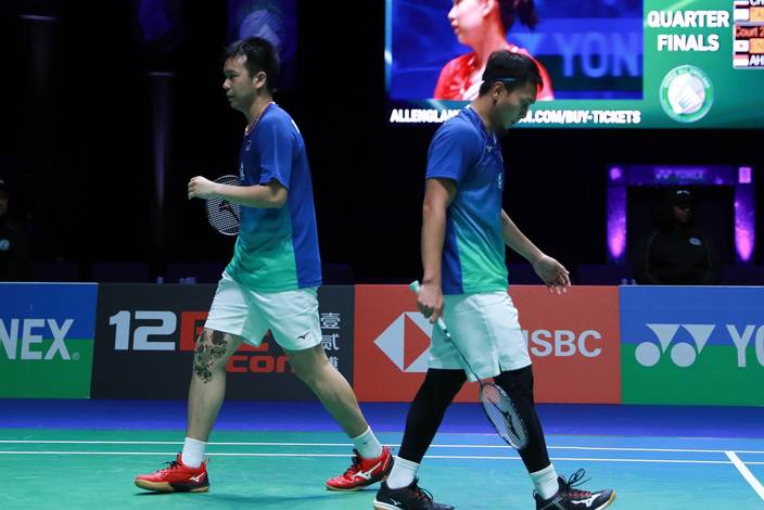 Ekspresi kekecewaan Hendra Setiawan/Mohammad Ahsan (Indonesia). Ekspresi kekecewaan Hendra Setiawan/Mohammad Ahsan (Indonesia).