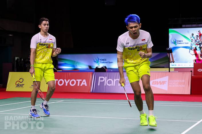 Selebrasi kemenangan Fajar Alfian/Muhammad Rian Ardianto (Indonesia). (Copyright: Badmintonphoto | Courtesy of BWF) Selebrasi kemenangan Fajar Alfian/Muhammad Rian Ardianto (Indonesia). (Copyright: Badmintonphoto | Courtesy of BWF)
