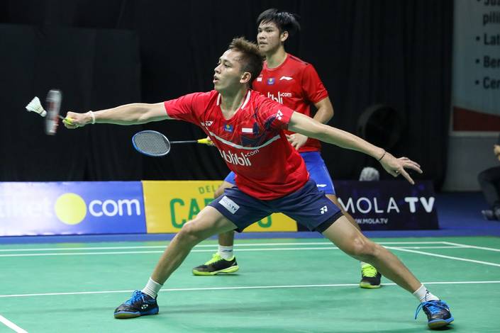 Daniel Marthin/Muhammad Rian Ardianto meyambut pengembalian. Daniel Marthin/Muhammad Rian Ardianto meyambut pengembalian.